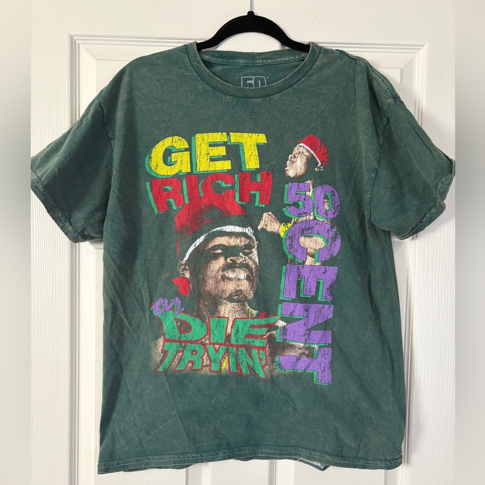 50 Cent Green Graphic Tee with Bold Print